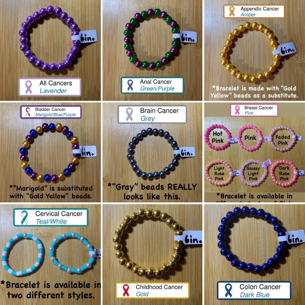 Cancer Awareness Bead Bracelets (5.5in. - 6in.)